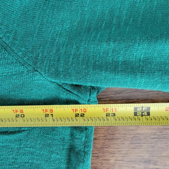 J Jill Linen Blend Green Tunic Sweater Sz L Christmas Holiday Office Preppy Work - Picture 4 of 8